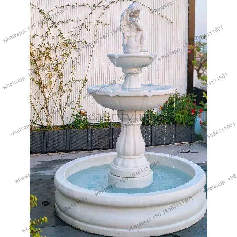 YJ European style flowing fountain, large outdoor courtyard, villa garden decoration