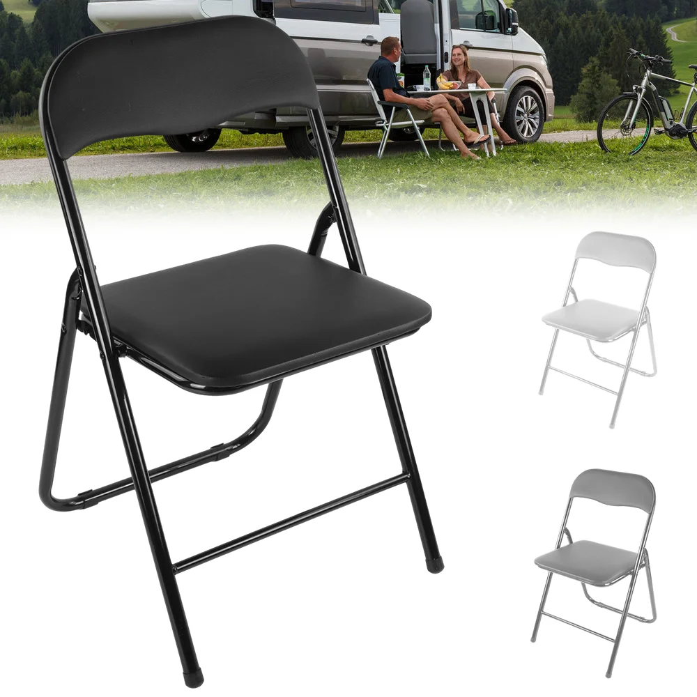 1pc Folding chair Dining Room Chair Office Household Backrest Chairs PU Leather backrest chair Portable Outdoor Chair Camping