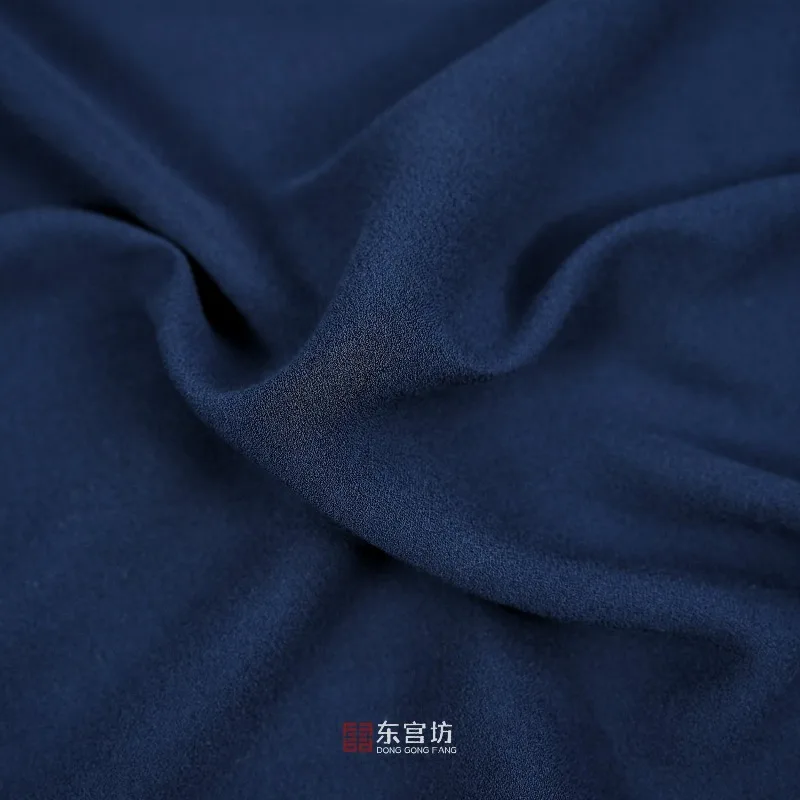 Premium Sandwashed Linen Satin Fabric Deep Blue Solid Drapey Soft for Shirt Suit Pants Dress Hanfu DIY Sewing Accessories - view 4