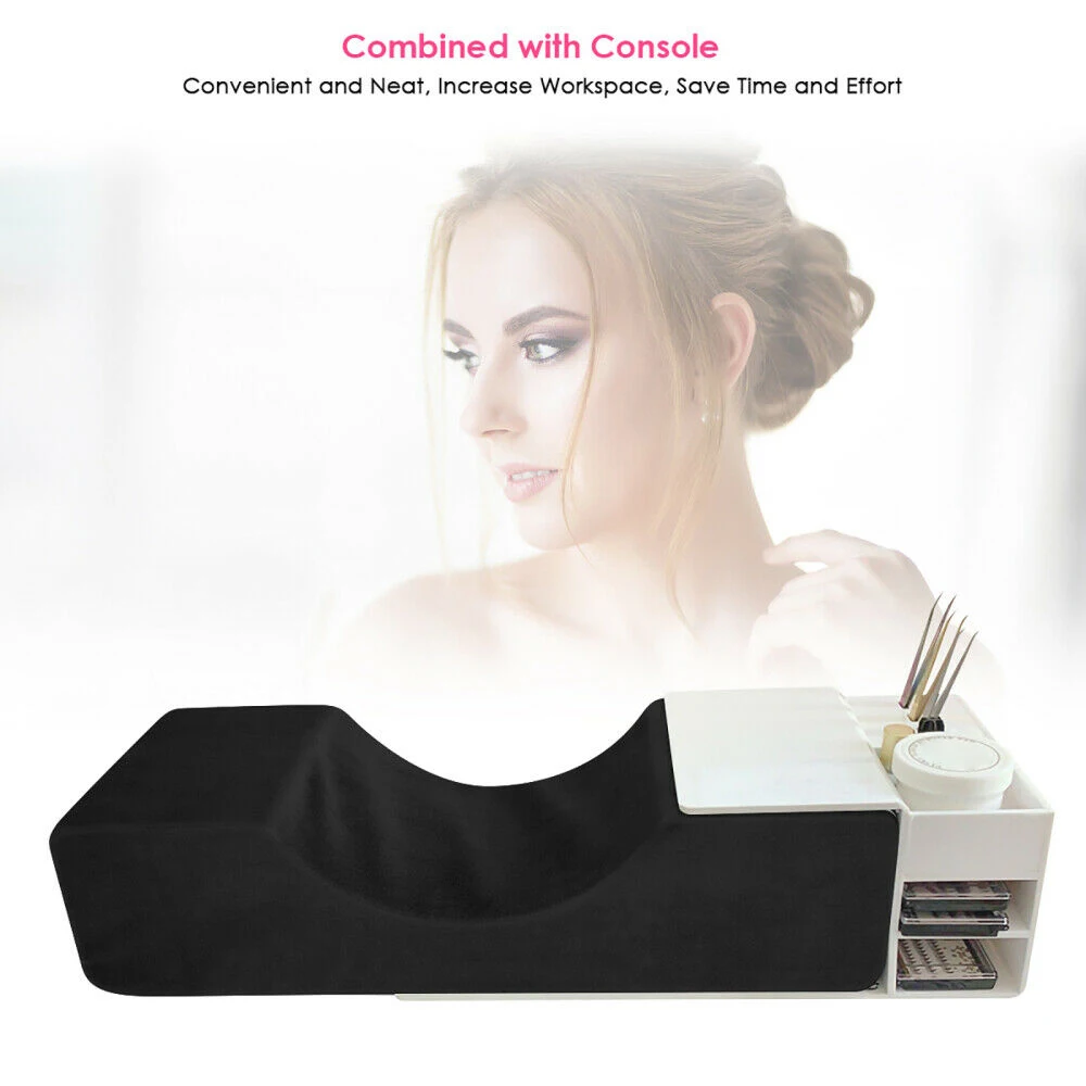 A27U Upgraded Memory Foam Makeup Eyelash Extension Pillow Grafting Lash Pillow Professional Eyelash Extension Pillow - Black PU