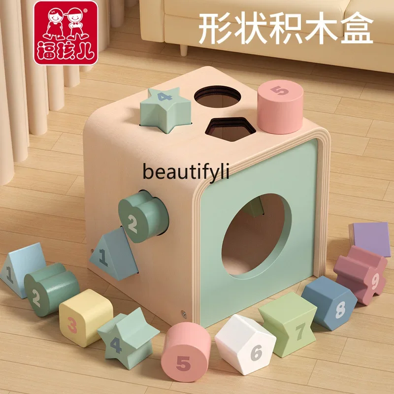 Boîte de blocs de construction de forme numérique en bois pour enfants, jouets éducatifs, cadeau d'anniversaire pour garçons et filles