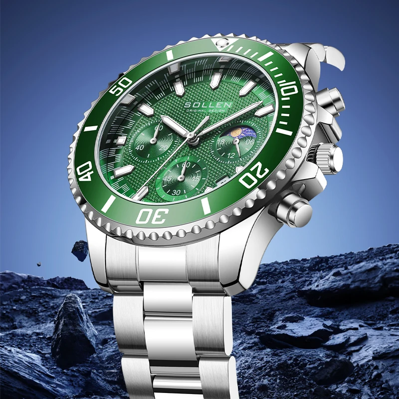 

Модные повседневные мужские кварцевые часы, стиль 2025, синий циферблат, наручные часы для дайвинга из нержавеющей стали, дизайн Pagani, деловые часы