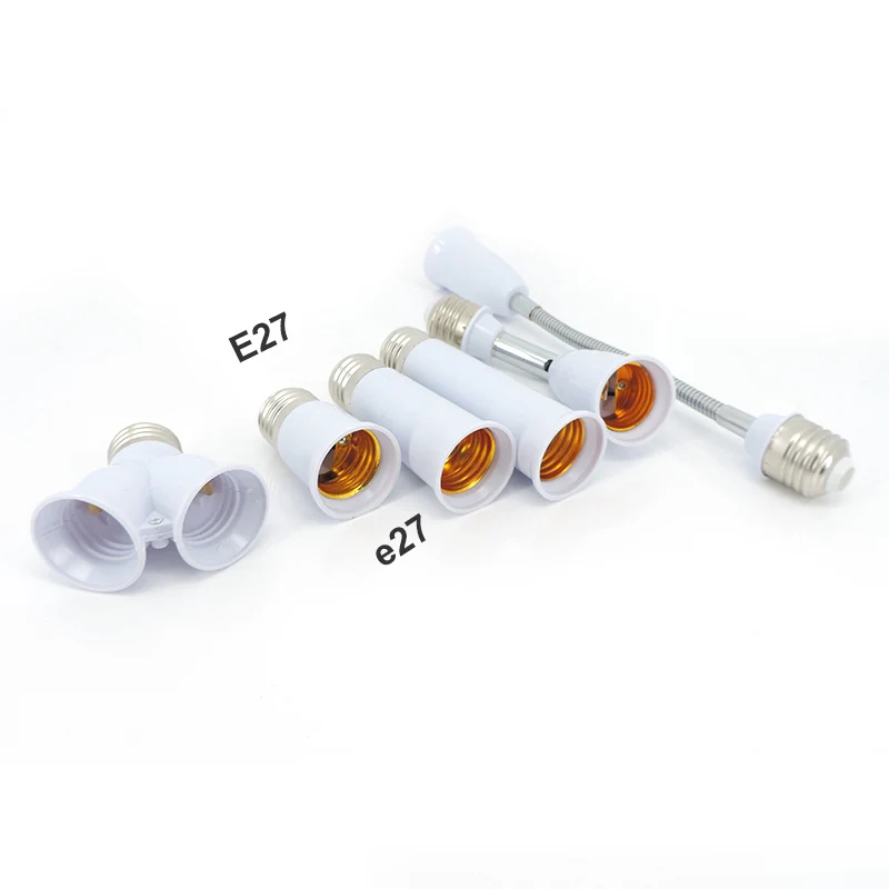 E27 To E27 Lamp Base Converter Lamp Holder Extender 2 E27 Lamp Socket Adapter Flame Retardant For LED Bulb