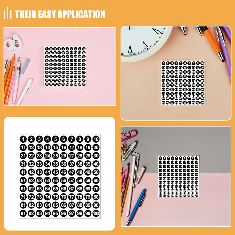 2500Pcs Number Stickers Colored Round Self-Adhesive Labels Consecutive 1-100 for Organizing Storage School Office