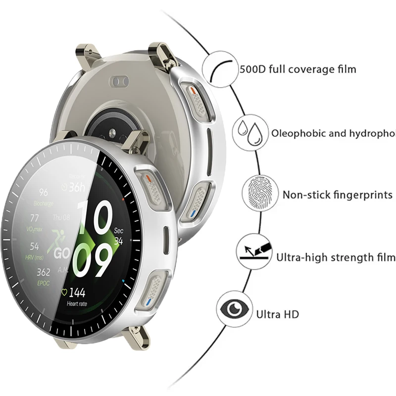 High Definition Glass+PC Case For Amazfit Active Max Screen Glass Anti-falling Protective Shell For Amazfit Active 3 Glass Cover