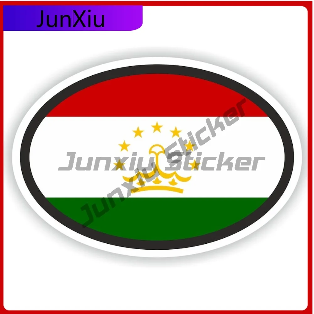 

TAJIKISTAN Elliptical National Flag with White Border Sticker Vinyl Decals Car Exterior Waterproof Stickers Car Suv Window Decal