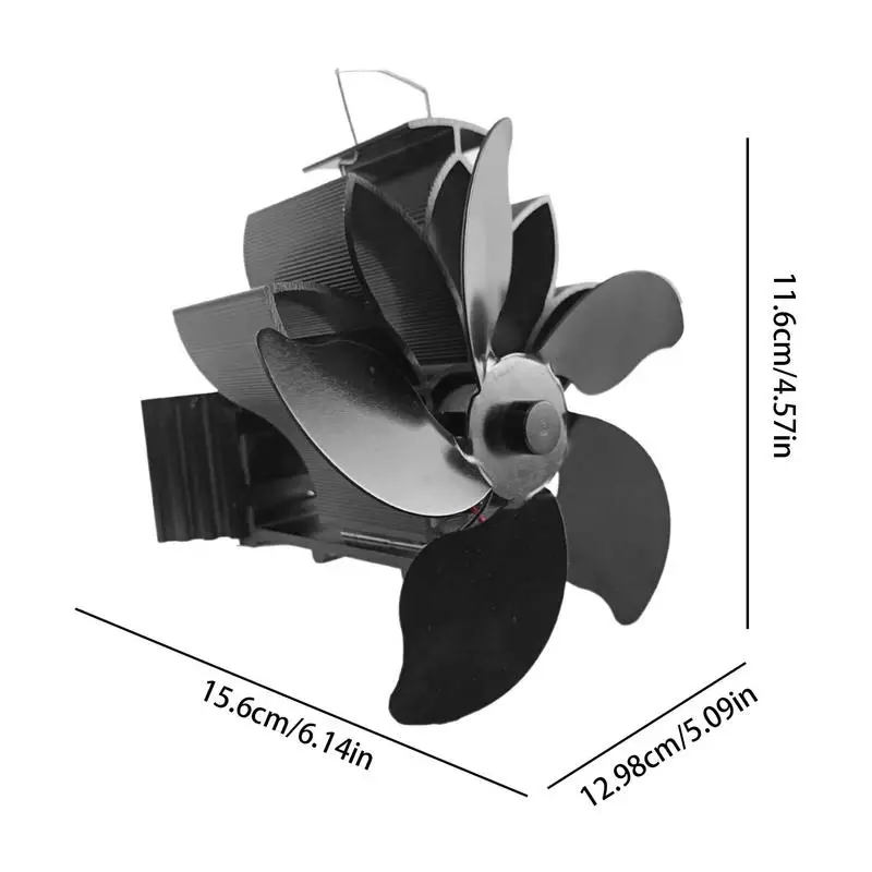 Wentylator kominkowy zasilany ciepłem Palnik na drewno Eco-wentylator Cichy 5-łopatkowy mini grzejnik Wentylator piecowy Dystrybucja ciepła na zimę
