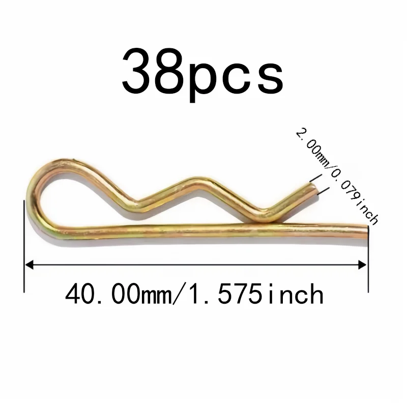 Rust Resistant Steel R-Clip Cotter Pins 38 pcs 2*40mm M2 M2*40mm, perfect for Agricultural Machinery
