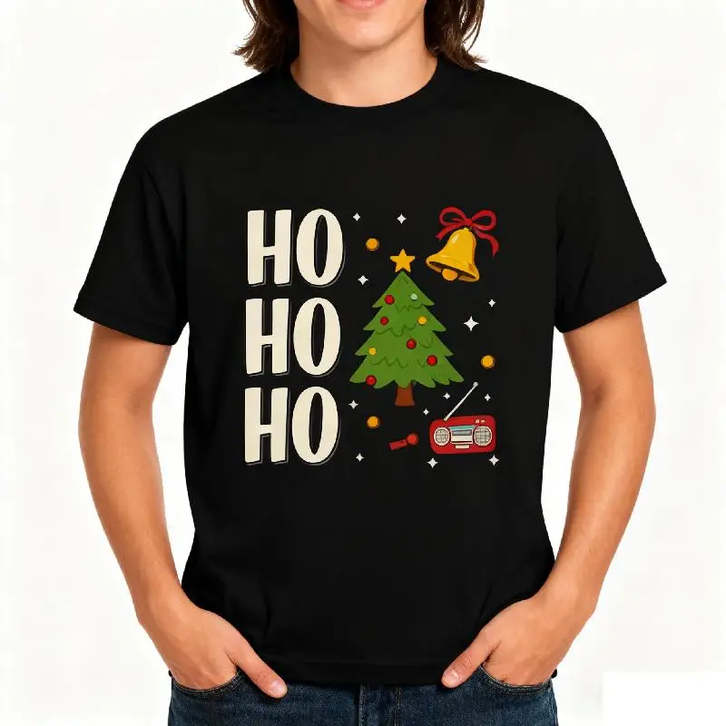 

Urban Fashion Street Style T-Shirt Men 200GSM Cotton Oversized Fit Christmas Graphic Print Short Sleeve Tee Shirt 2026