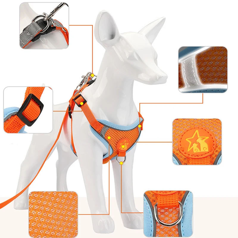 Chest Harness Pet Supplies Accessories Pet Chest Strap Braces Cat Dog Vest Breathable Reflective Walk Dog Chest Back Rope Collar