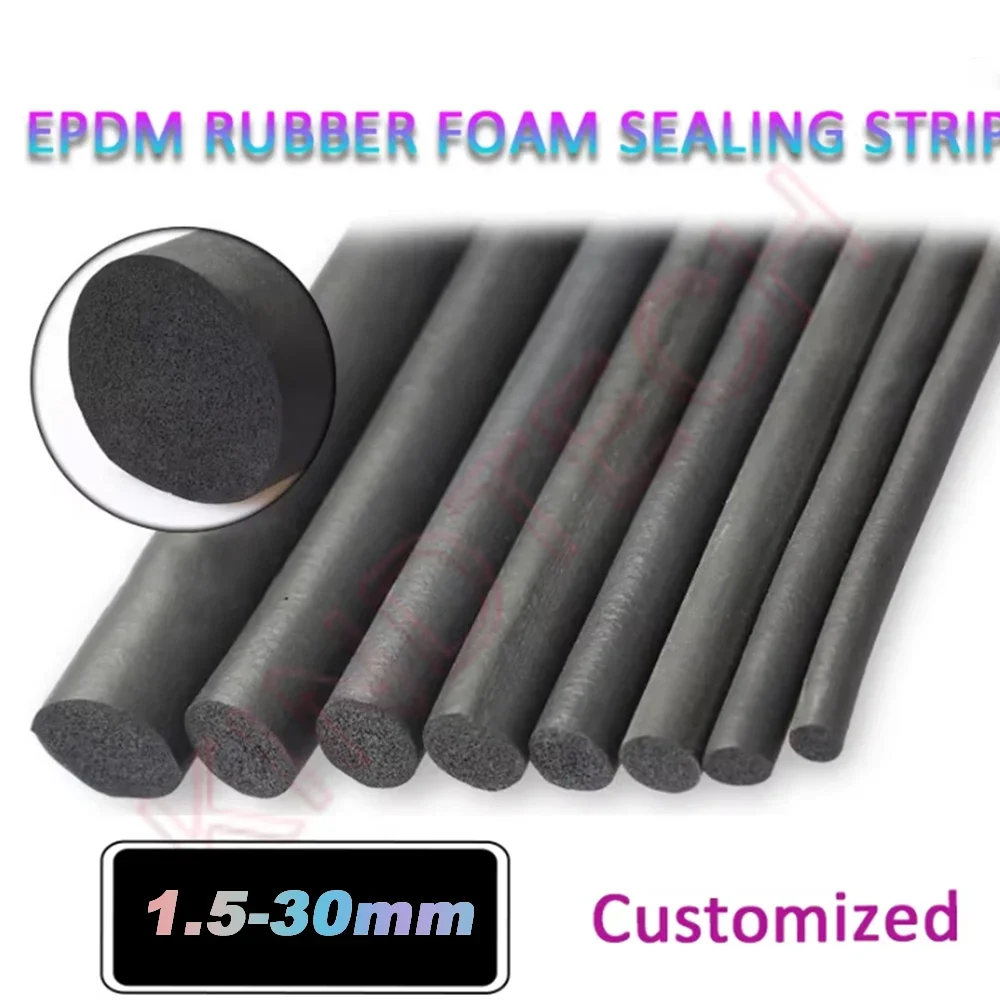 EPDM Rubber Seal Strip Weatherproof Round Sponge Tape –Heat/Cold Resistant Flexible Durable for Doors Cars Cabinets Appliances