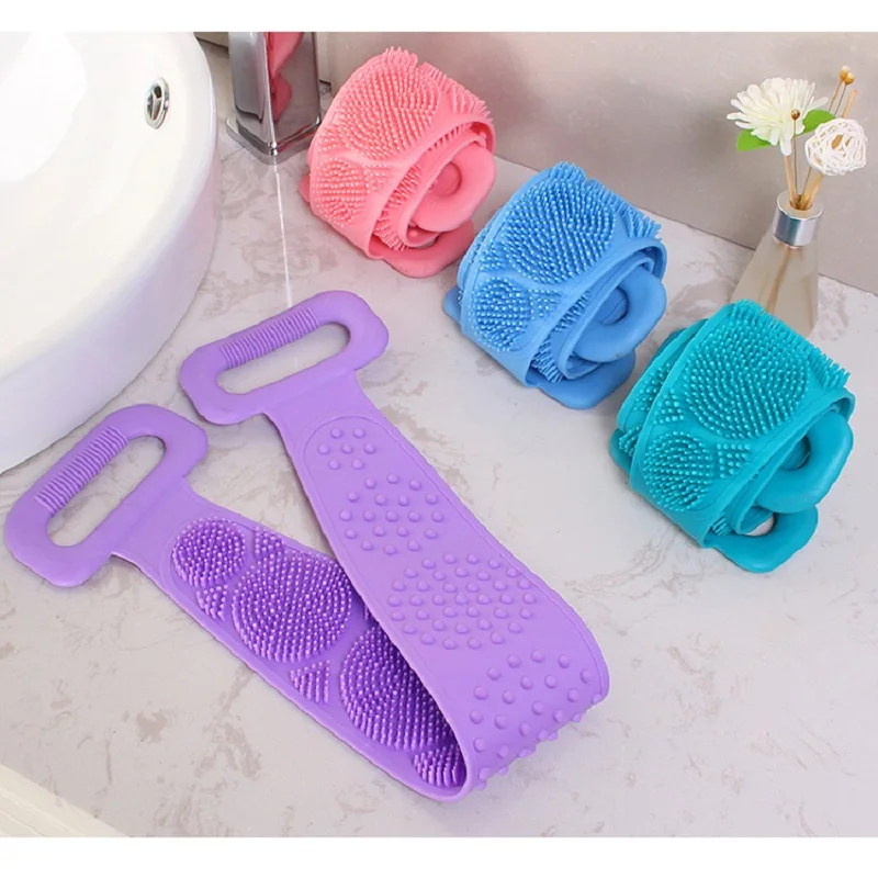 Silicone Back Scrubber Bath Belt Soft Loofah Bath Towel Body Exfoliating Massage For Shower Body Cleaning Bathroom Shower Strap