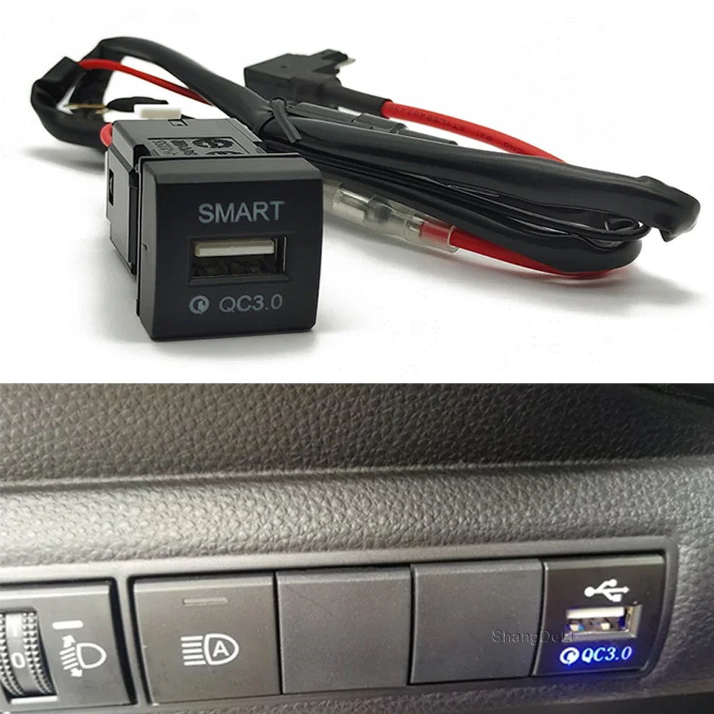 

Phone Car Quick Charger USB Connector Input Adapter Audio Radio u-disk flash Socket For Toyota Prado Rav4 Camry Corolla 18-22