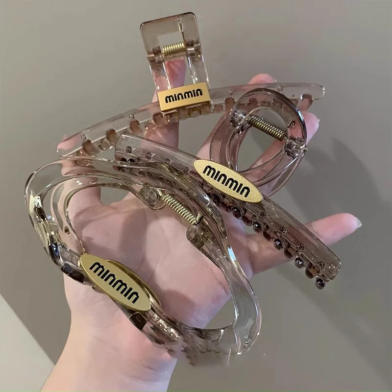 

3/piece hair clip minmin~Letter clip for women 2026 new high-end light luxury hair clip acrylic shark clip, classic and fashiona