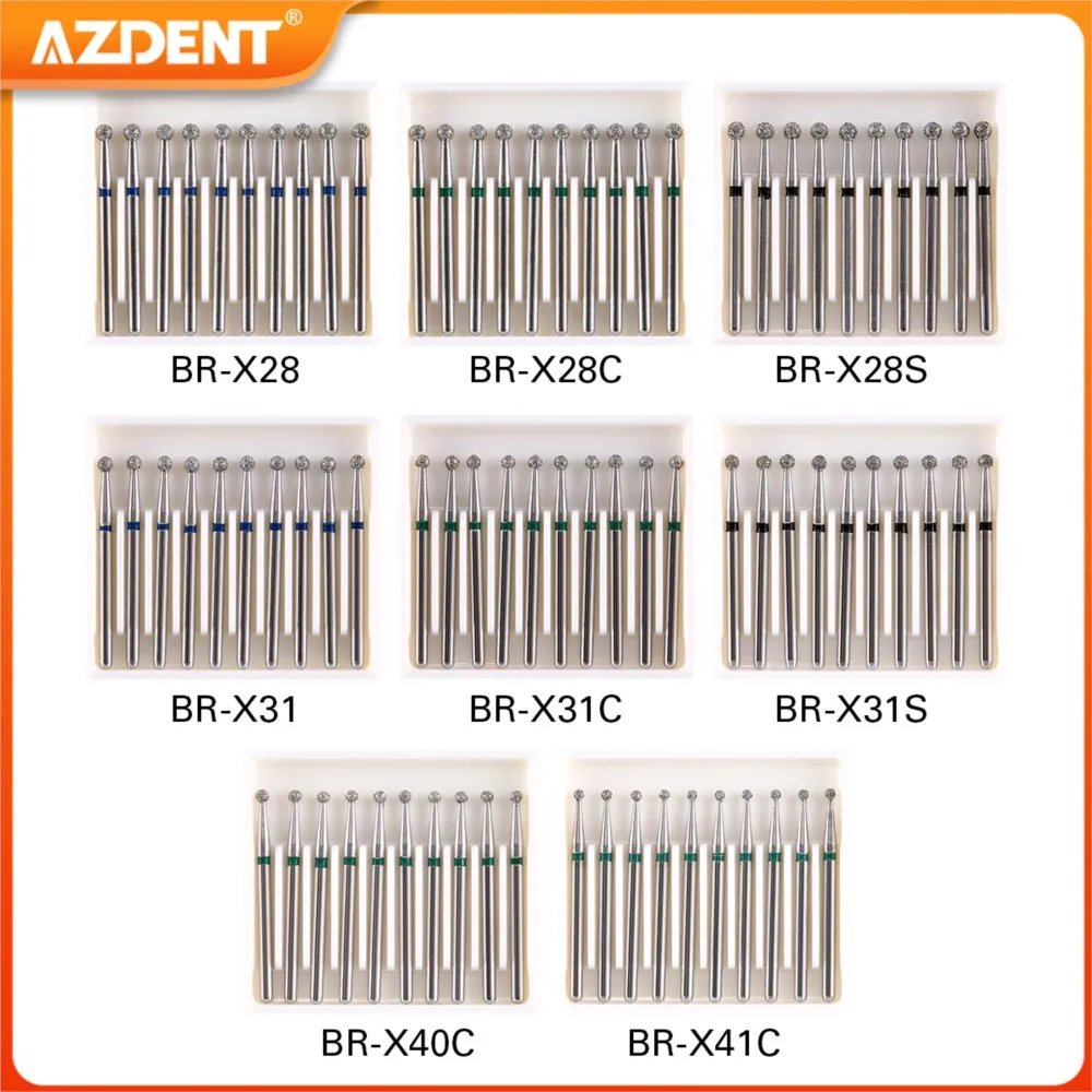 Dental Diamond Bur 1.6mm FG Burs for High Speed Handpiece AZDENT Ball Round Type Speed 450,000r/min