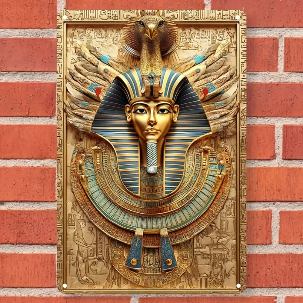EgyptianPharaohCo Egyptian Pharaoh Aluminum Sign - Square Metal Wall Decor, Versatile Home/Bar/Kitchen Plaque