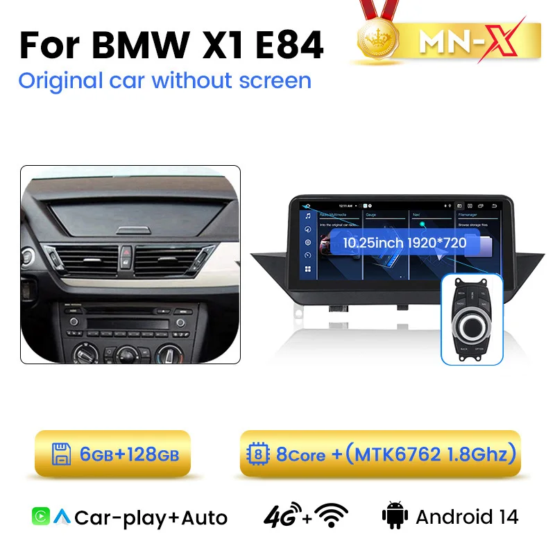 Navifly 128Gb Android 14 Draadloze Carplay Voor Bmw X1 E84 2009 - 2015 Auto Multimedia Speler Dsp Android Auto Gps 8 Core Autoradio