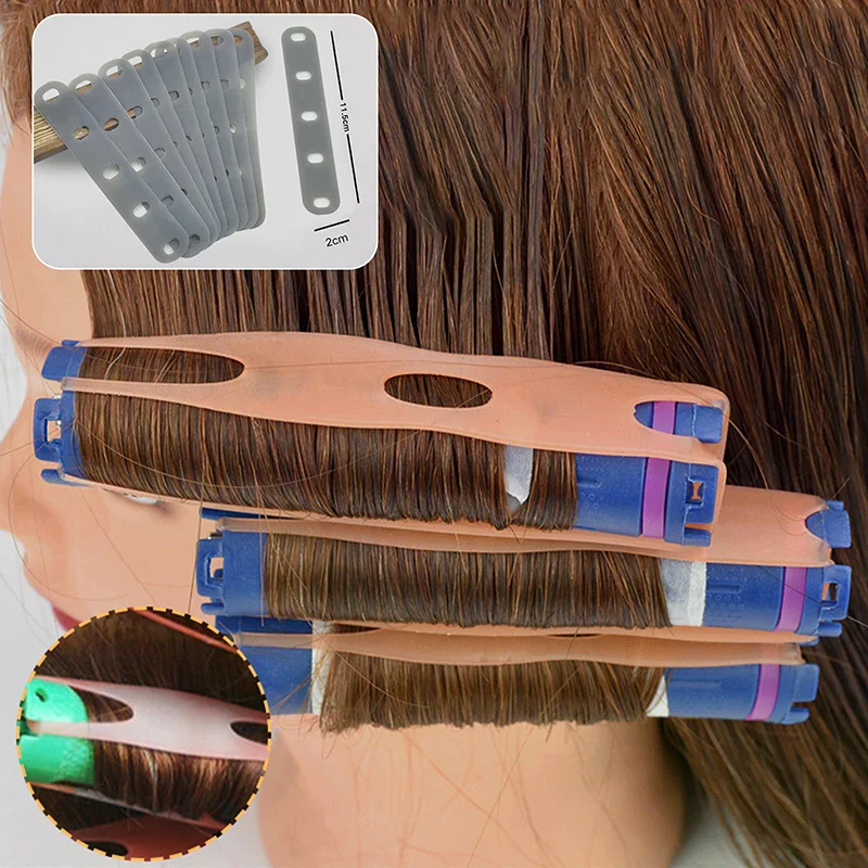 10‑Pack Gray Heat‑Resistant Traceless Silicone Perm Bands, Elastic Rubber Hair Rings for Digital Cold Rod Perm Hairstyling