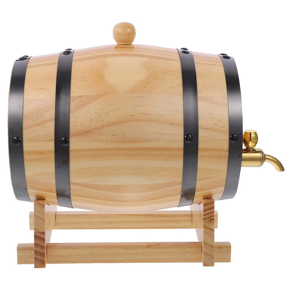 

Wooden Red Wine Barrel Bucket Stainless Steel Rustic Bar Counter Wine Storage Barrel Dispenser for Home Mini Bar
