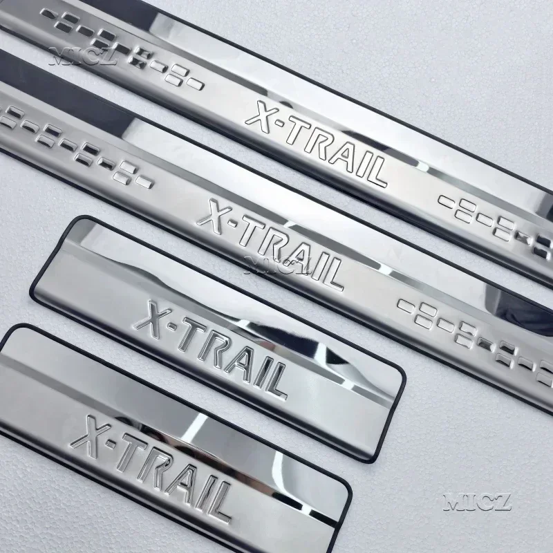لنيسان X-Trail X Trail XTrail T32 2014-2019 باب من الفولاذ المقاوم للصدأ عتبة لوحة بالية ترحيب دواسة الكسوة اكسسوارات السيارات التصميم