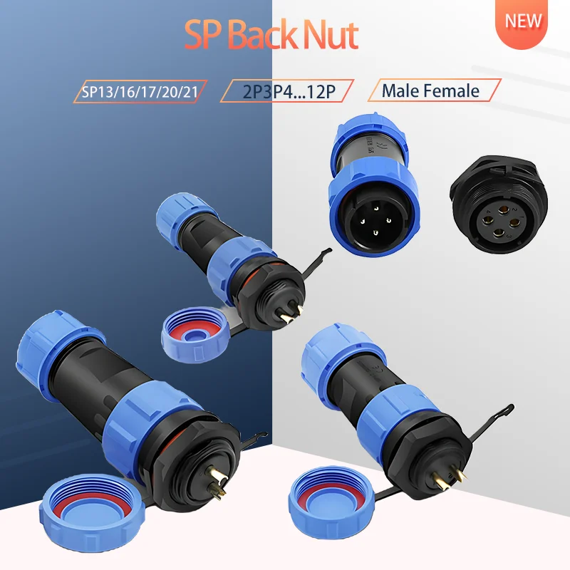 

Sp13 Sp16 Sp17 Sp20 Sp21 Aviation Plug and Socket Connector Rear Nut Male Pair C 2 3 4 5 6 7 9 12 Pin Waterproof Ip68