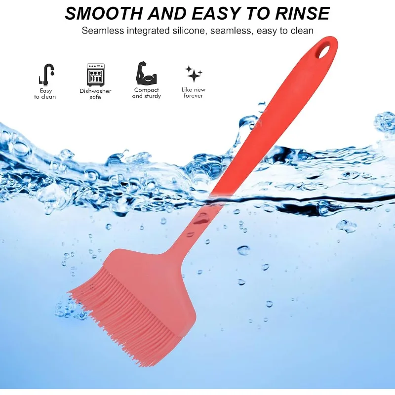 Wide Basting Brush Practical Silicone Red  BBQ Pastry Brush Heat Resistant Large Oil   Kitchen Brush Cooking  Baking