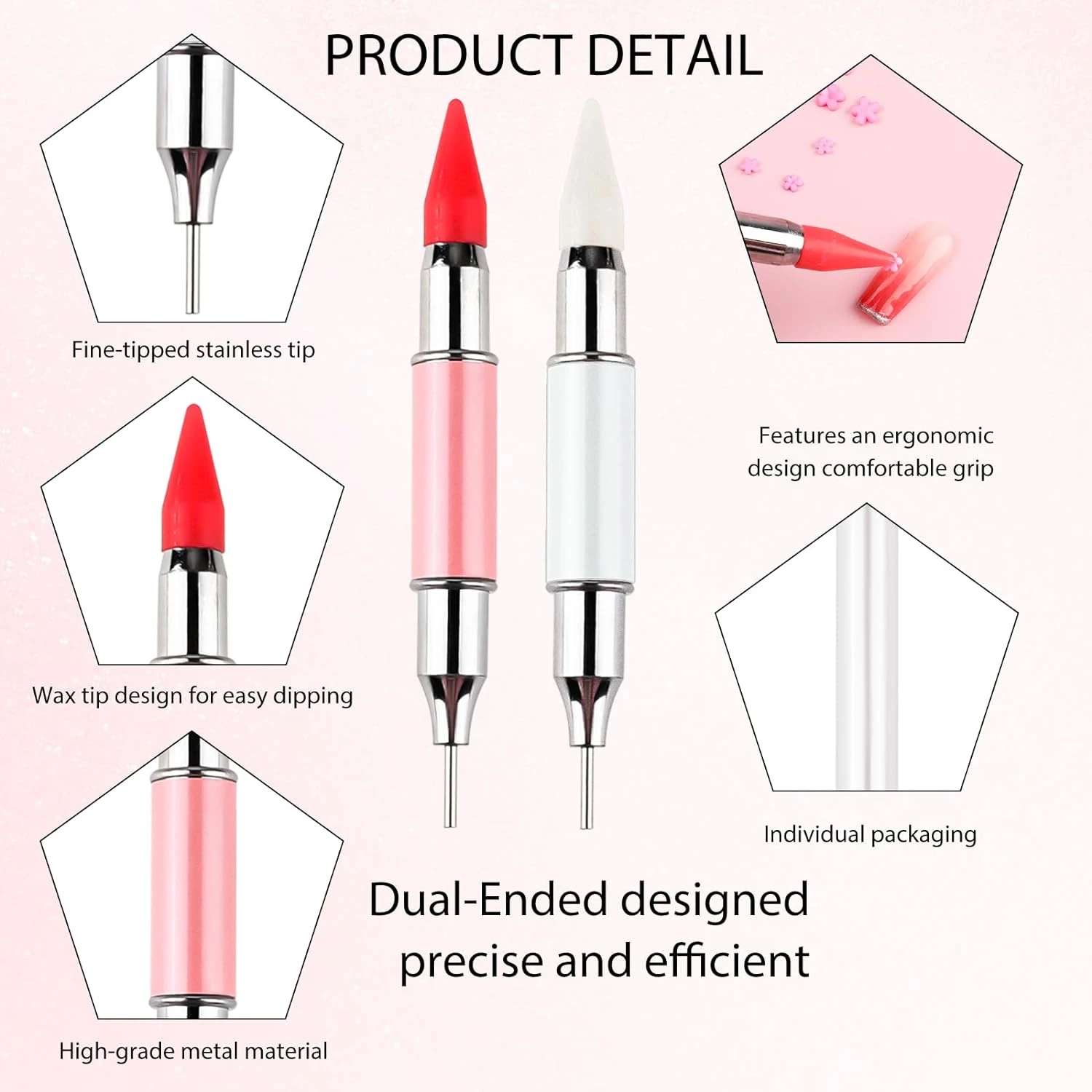 Glamorous Exquisite Dual-Ended Professional Gem Pick-Up Tool Set for DIY Nail Art - Perfect for Creating Stunning, Sparkling Cry