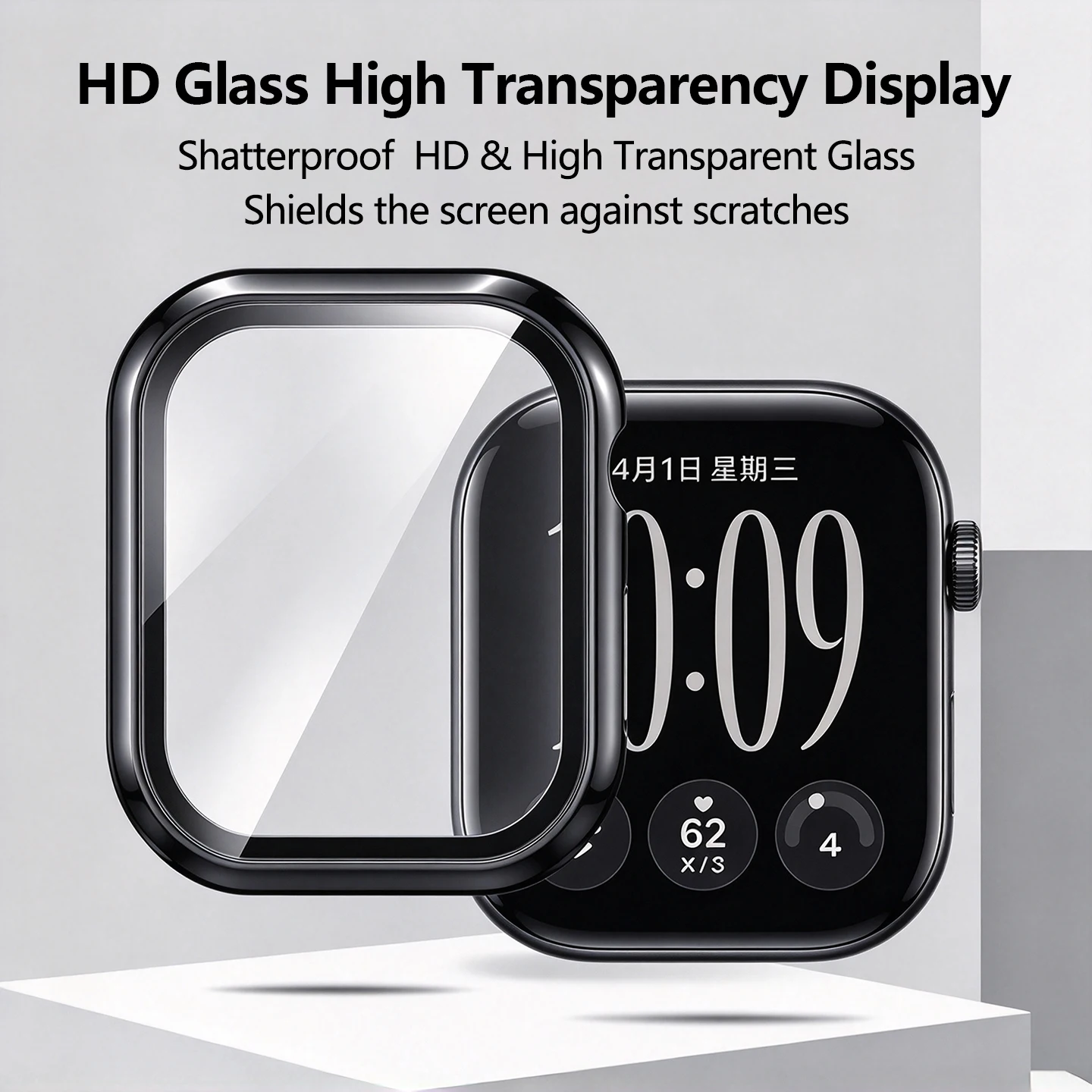 Electroplated PC Shell+Tempered Film For Apple Watch Series12 11 10 All Around Coverage Protective Case Smart Watch Accessories