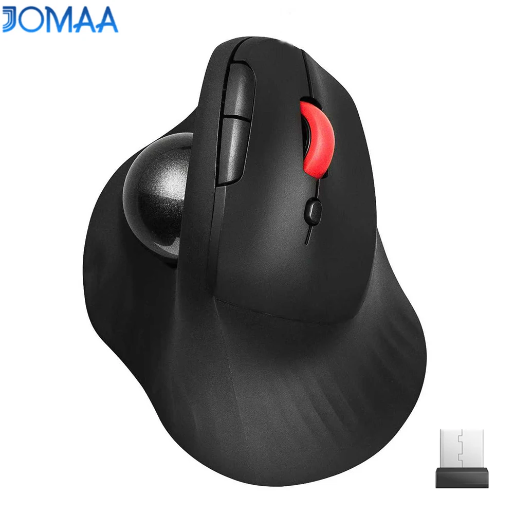 JOMAA Vertical Tracball Mouse Bluetooth USB Wireless Mouse for Computer Laptop Tablet Precise Thumb Control Wrist Strain Relief