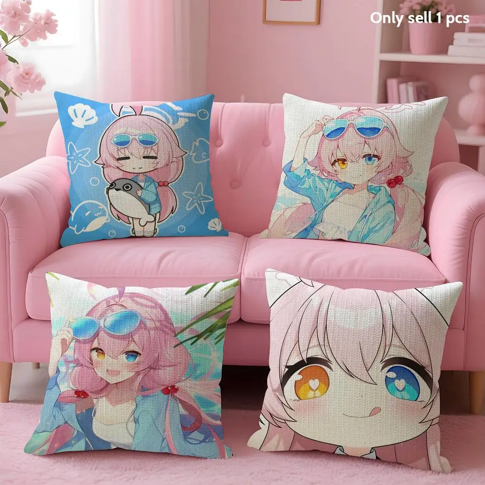 Cute Anime Takanashi Hoshino Cushion Cover Natural Linen Organic Fabric Double-Sided Printing Sofa Home Decor Gift Pillow Case