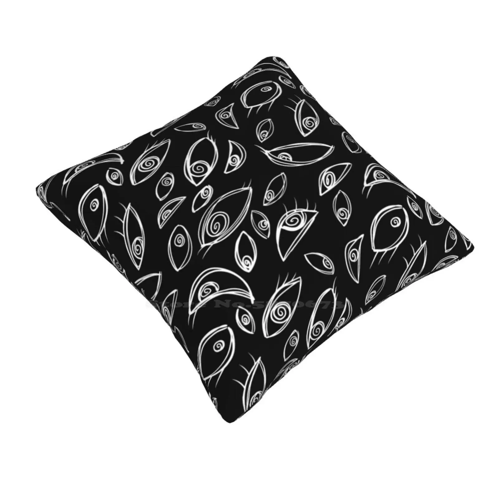 Scribbly Eyes Pillows Case Bedroom Home Decoration Eyes Eye Horror Spirals Weird Pattern Wild Black And White