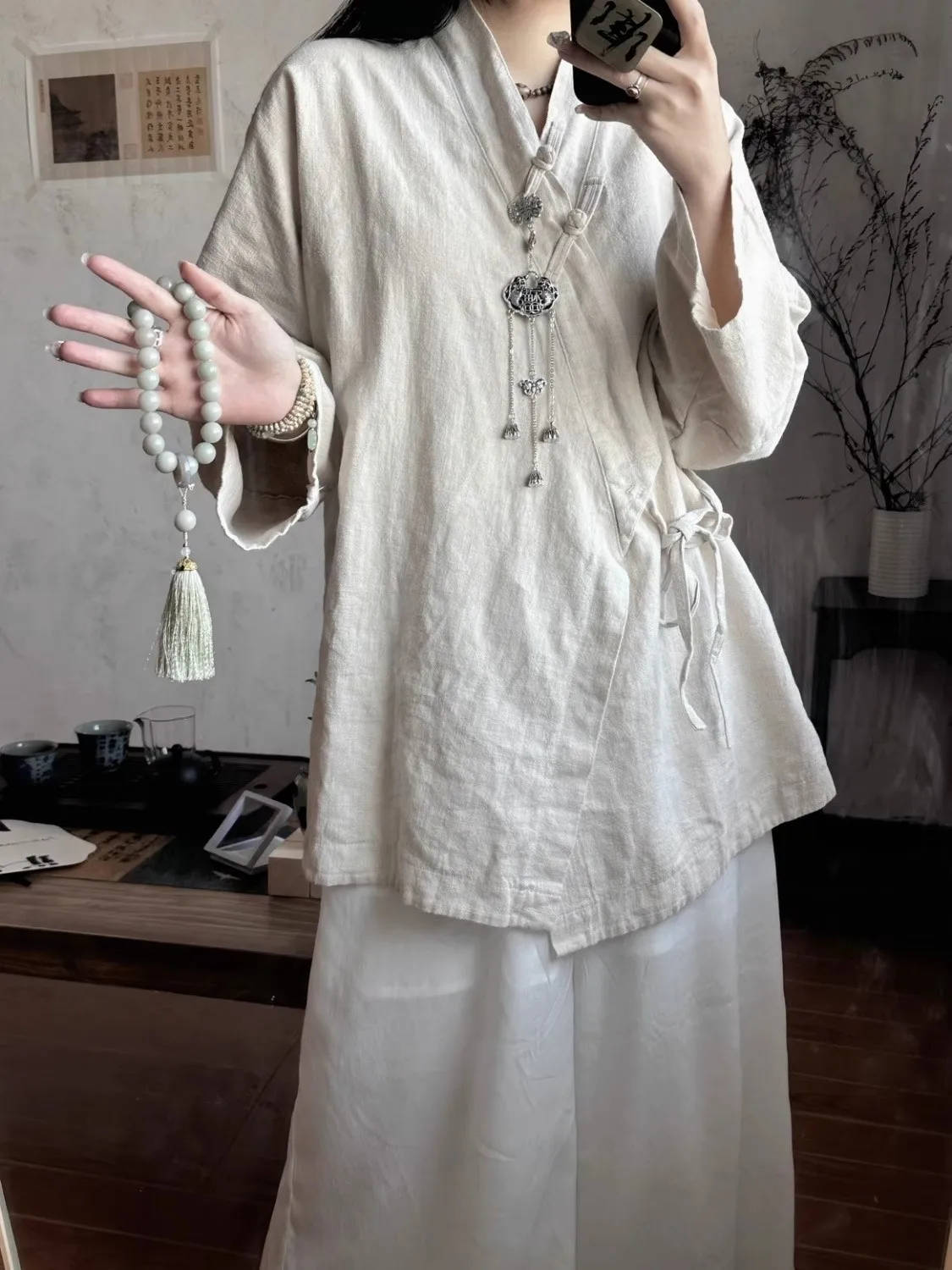 New Chinese Style Zen Meditation Set Healing Therapist Sitting Cross-legged Buddhist Layperson's Ancient Style Zen Clothing W...