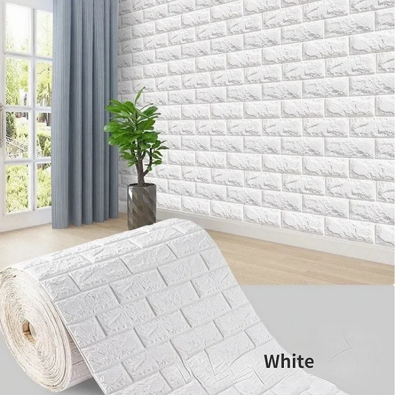 

3/5/10m 3D Self-Adhesive Wallpaper Continuous Waterproof Brick Wall Stickers Living Room Bedroom Children's Room Home Decoration