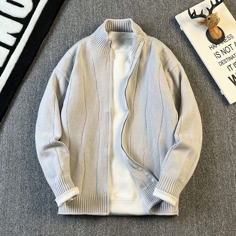 

Men's Knitted Zipper Cardigan Outerwear Faionable Long Sve Sweater Polyester Fiber Winter Season Casual Sle Youthful