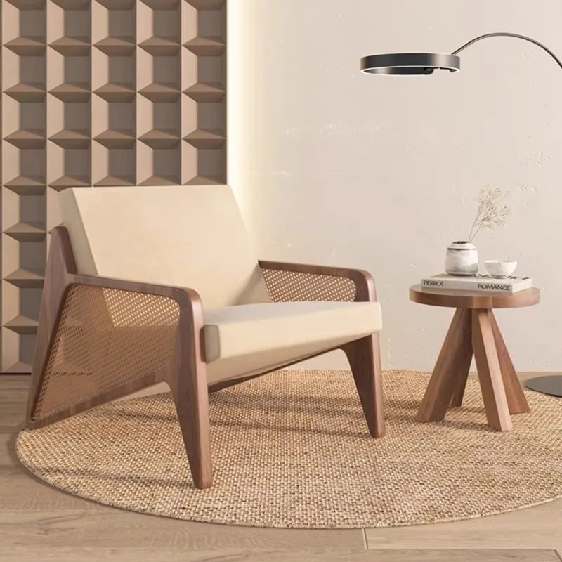 

European Solid Wood Rattan Sofa Chair South East Asia Retro Designer B & B