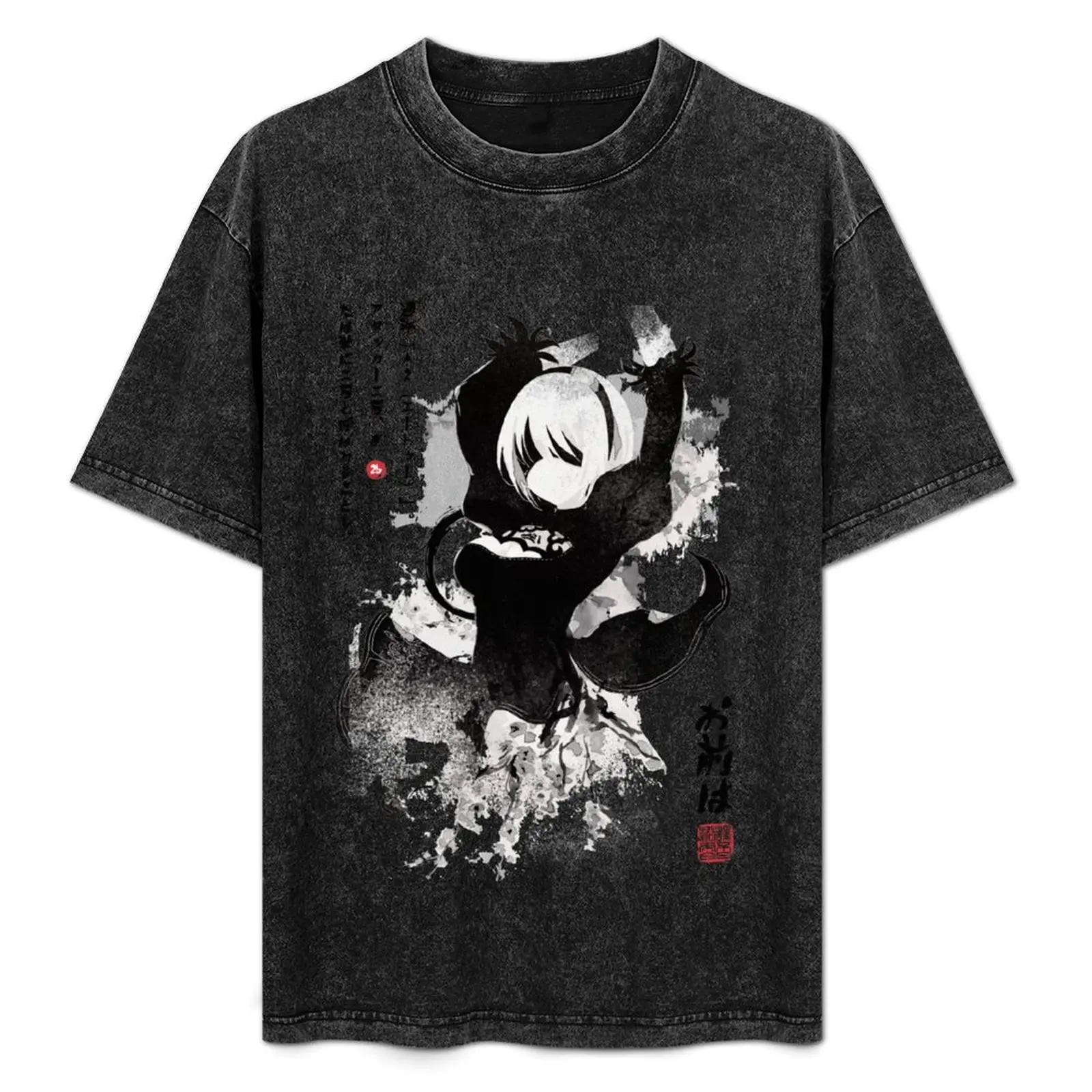 

NieR:Automata 2B Japan Ink ニーア_オートマタ Ver 2.0 T-Shirt boys animal print sweat aesthetic clothes boys whites men clothing