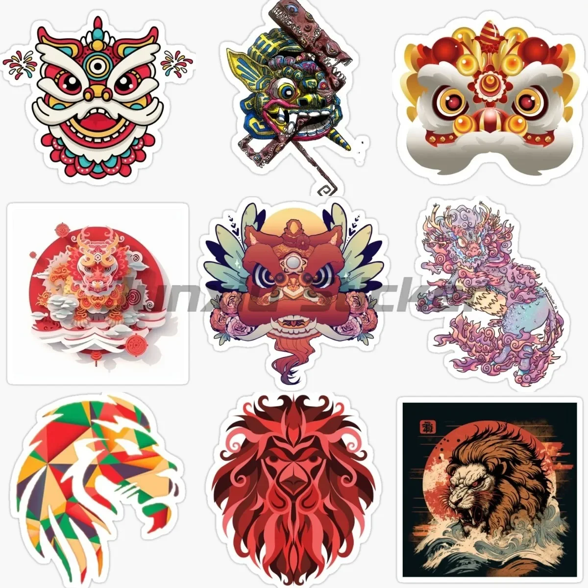 

Creative Lion Dance Sticker Motorcycle Accessories Wall Rooms Truck Vinyl Car Window Fridge Decoration Decals Customizable