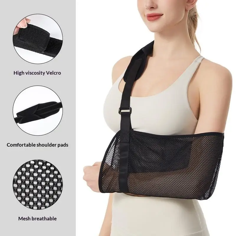 1Pcs Shoulder Dislocation Post Surgery Support Breathable Mesh Arm Sling With Adjustable Padded Strap For Fracture Recovery