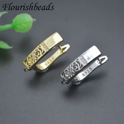 30pcs/lot Metal Copper 18k Gold Plated Earring Hooks Vintage Openwork Earrings Basic Accessories for Women DIY Jewelry