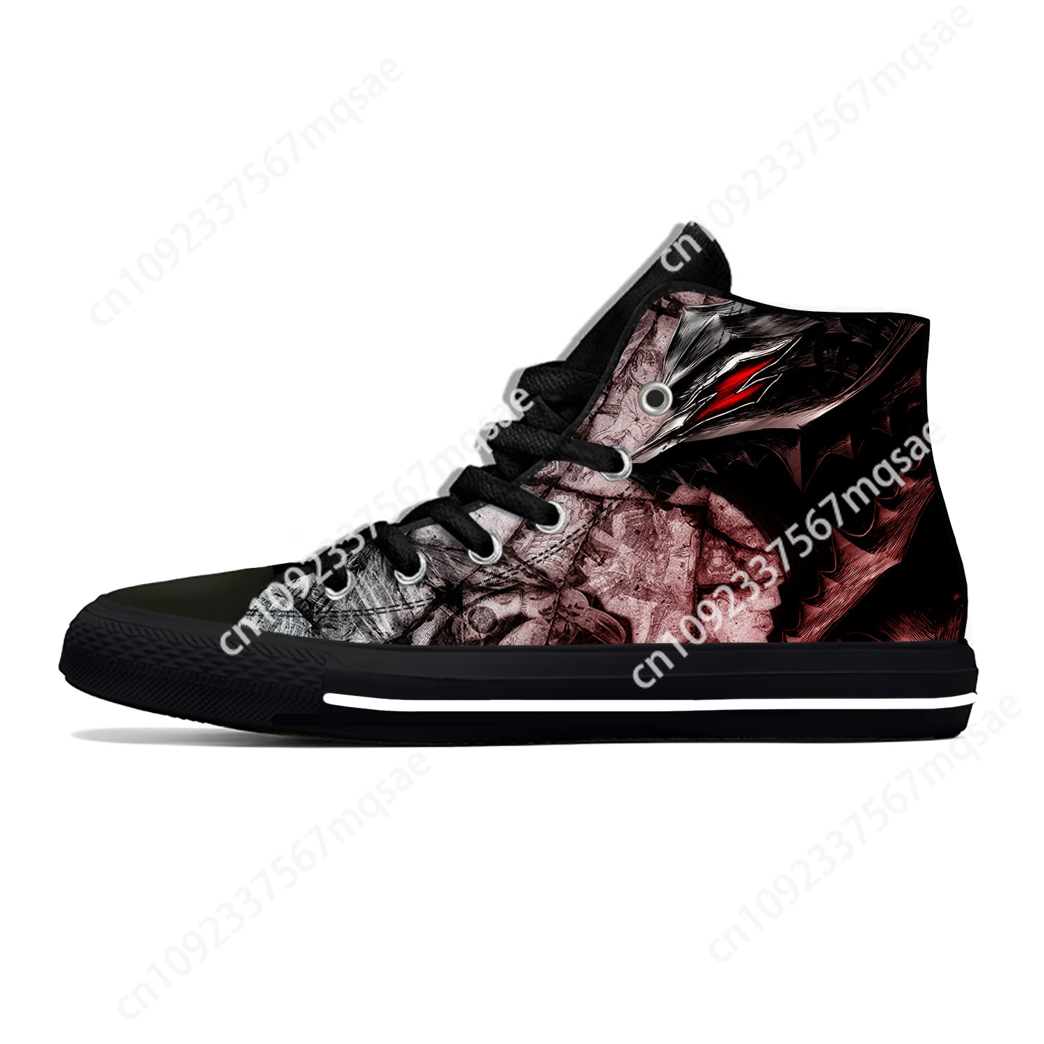 

Anime Manga Cartoon Berserk Guts Black Swordsman Casual Cloth Shoes High Top Lightweight Breathable 3D Print Men Women Sneakers