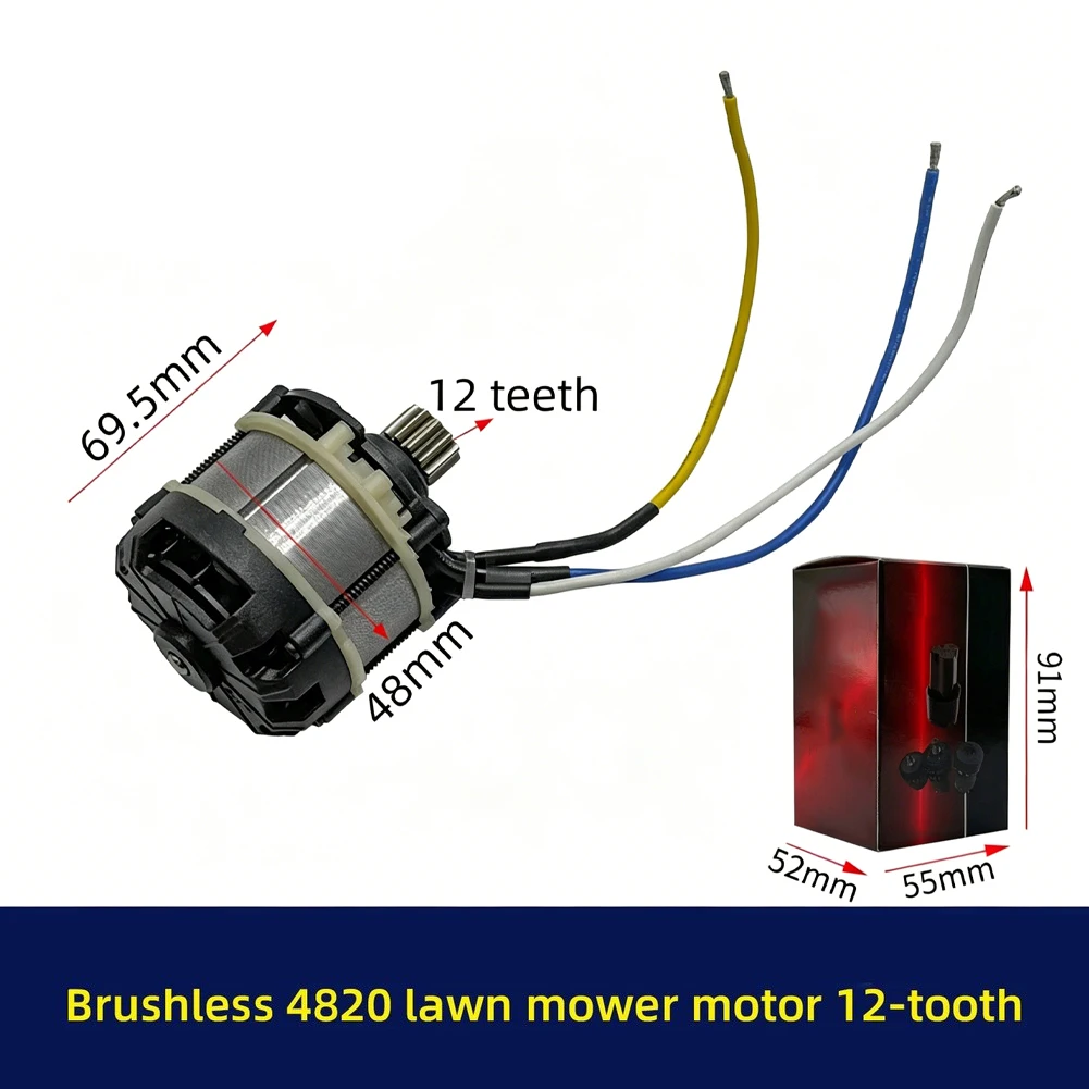 21V Brushless Motor 12 Teeth For Lawnmower Trimmer Grass Cutting Eater Garden Tool Power Equipment Black