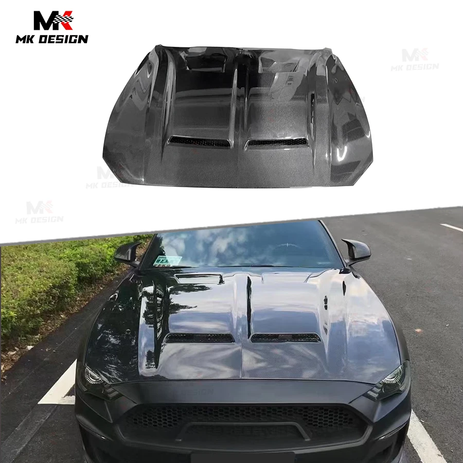 

Carbon Fiber Front Engine Bonnet Cover Hood for Ford Mustang 2018-2021 Front Hood Replacement Car Accessories