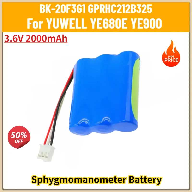 

100% New Battery For YUWELL YE680E YE900 BK-20F3G1 GPRHC212B325 High Quality Sphygmomanometer Battery 3.6V 2000mAh