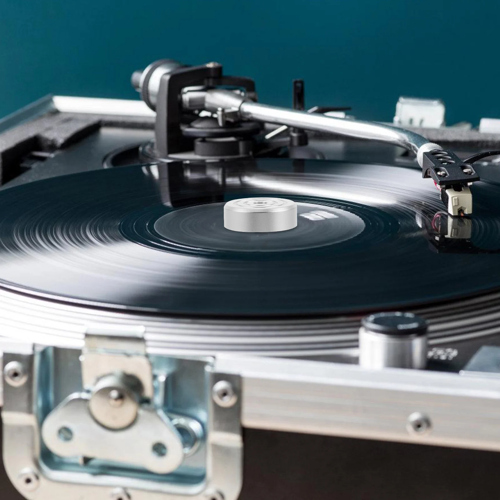 ビニールレコードアダプター アルミニウムウェイトスタビライザー ロープロファイルブロック 振動を軽減 使いやすいプロフェッショナルレコードスタビライザー