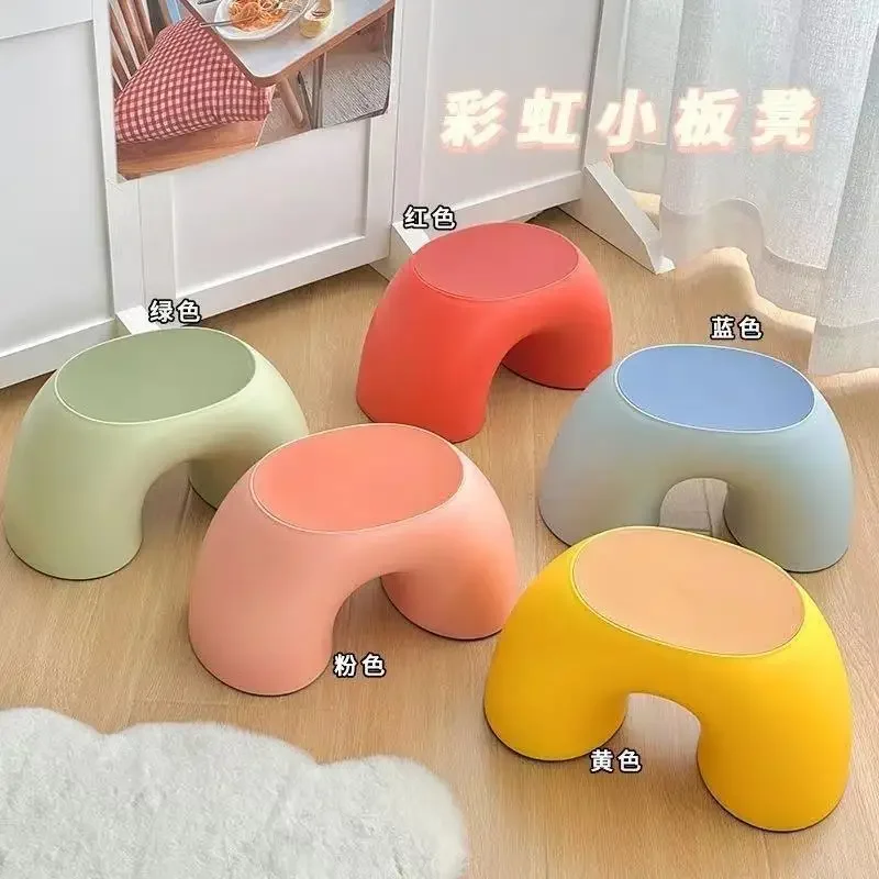 

Household Rainbow Small Stool Children's Low Dormitory Plastic Thickened Solid Foot Wear Shoe Bench