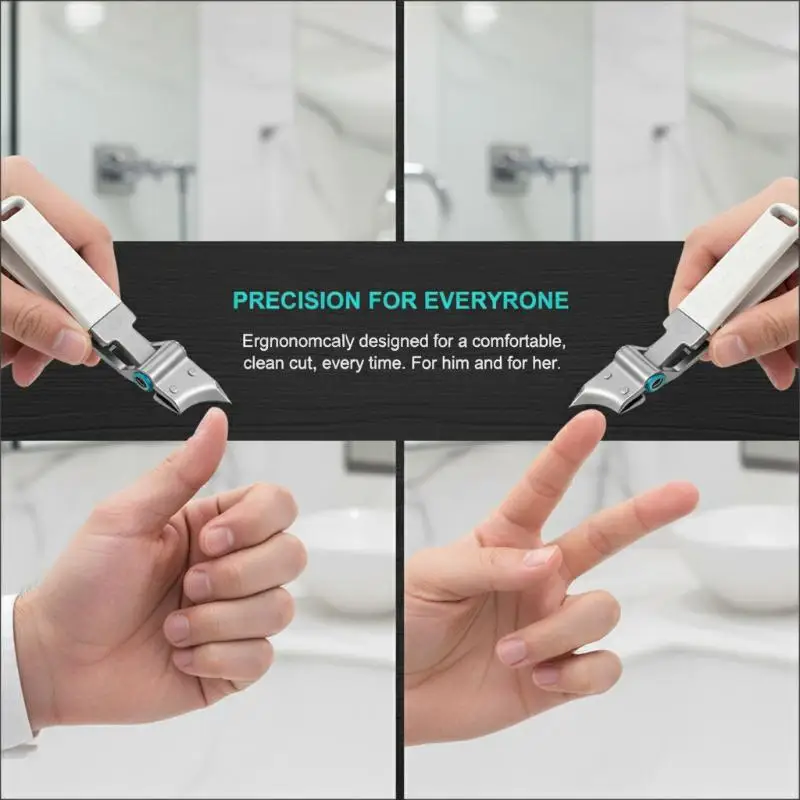 Wide Angle Titanium Alloy Nail Clipper Splash Proof Manicure Pedicure Tool for Thick Nails Family Use Essential Portable