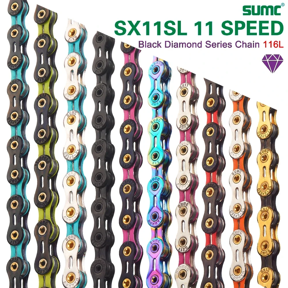 

SUMC SX11SL Diamond Road Bike Chain | 11‑Speed 116‑Link with MissingLink | Original Box | Compatible with Road & MTB