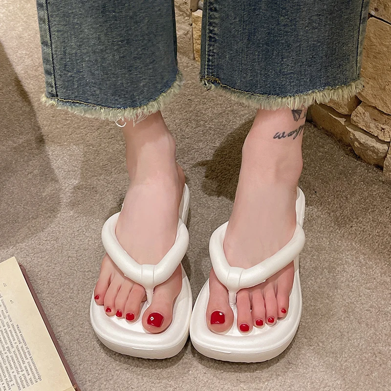 Women\'s Wedges Flip Flops 2024 Summer Fashion Clip Toe Platform Slippers Women Light Soft Sole Slides Non-slip Sandals Woman