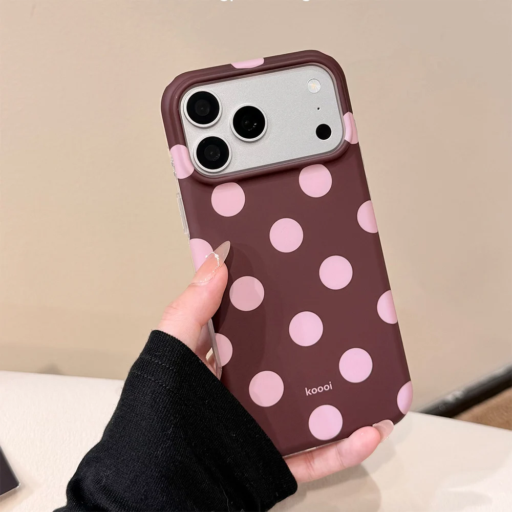 Beliebte Retro-Handyhülle mit großen Polka Dots in Burgunderrot für iPhone 18 Pro Max 17 16 15, stoßfeste Schutzhülle aus IMD TPU – Detail 3