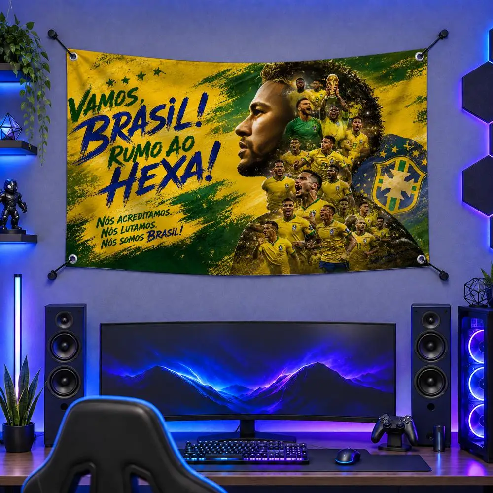Brazilian Football Flags Tapestry Banner For Bedroom Outdoor Living Room Restaurant Bar Wall Decor Party